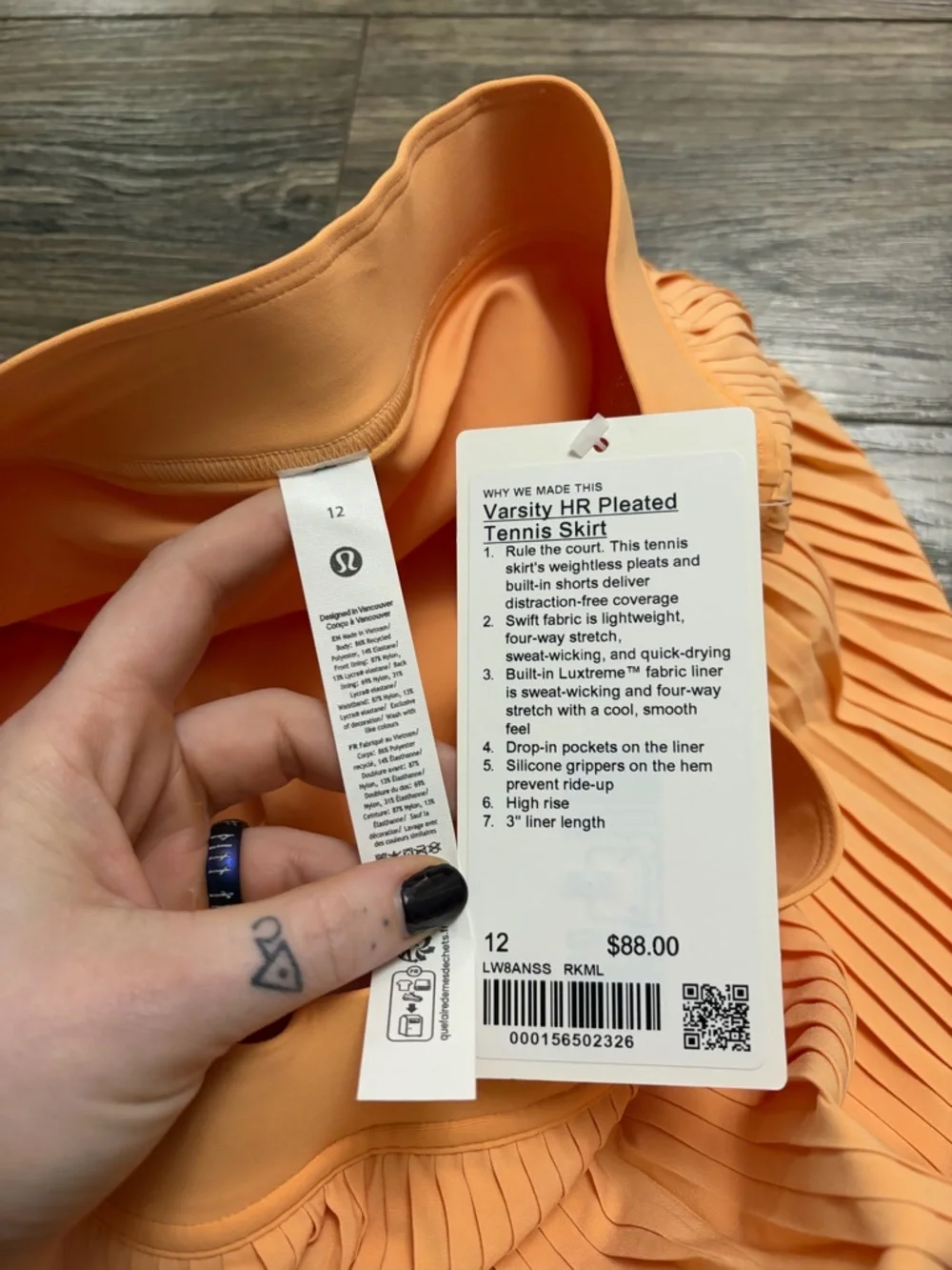 NWT Lululemon Varsity Pleated High-Rise Tennis Skirt 15” (Rock Melon) Size 12 - Picture 3 of 8